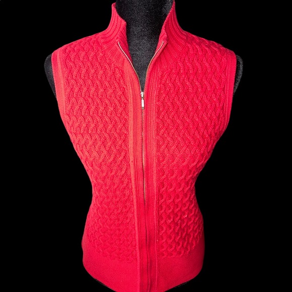 Coldwater Creek Jackets & Blazers - Coldwater Creek Red Knit Full Zip Front Vest